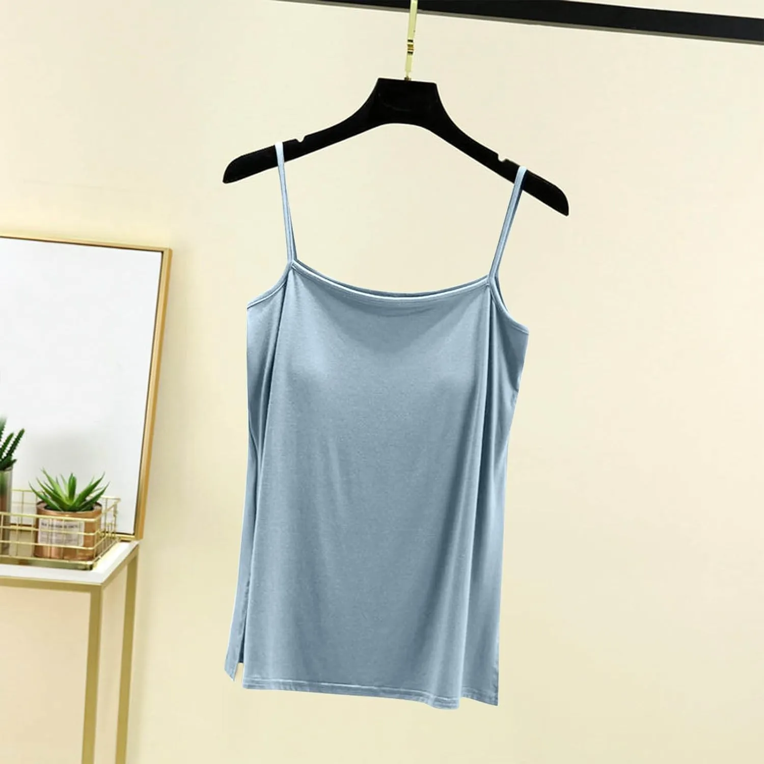 Camisole Tops for Women Built in Bra Spring Summer Sleeveless Seamless Underwear Spaghetti Thin Strap Yoga Tank Tops