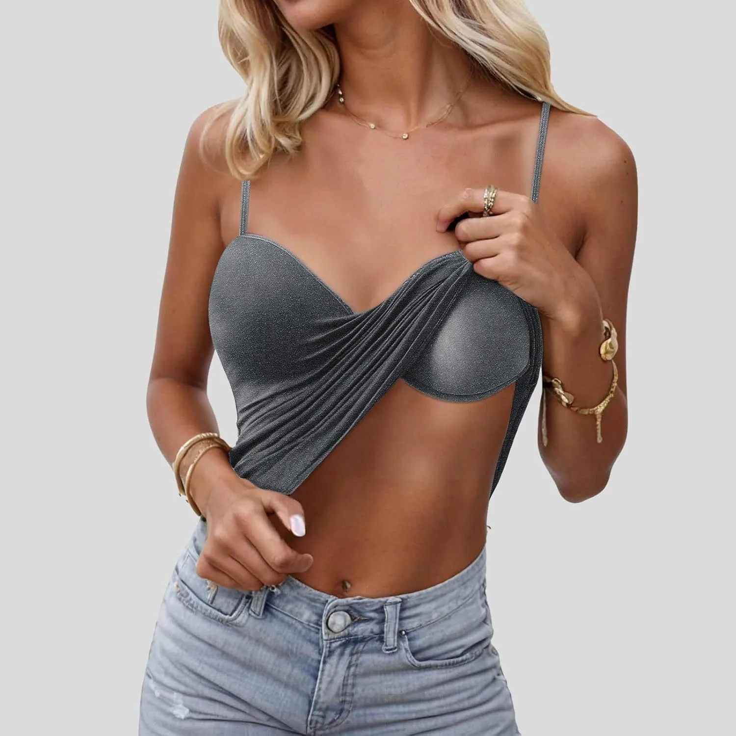 Camisole Tops for Women Cotton Adjustable Strap Stretch Tank Tops Built in Shelf Bra Workout Yoga Shirt