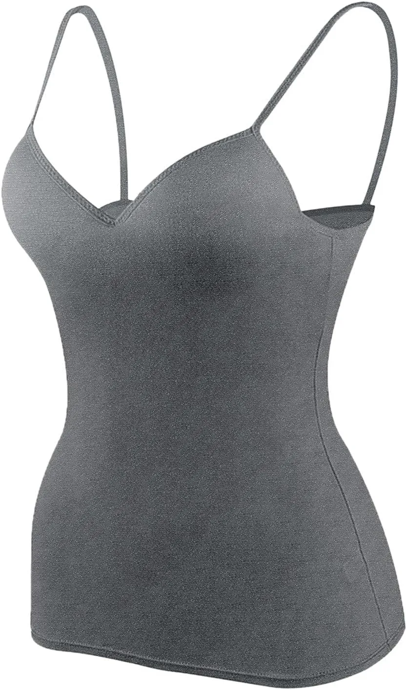 Camisole Tops for Women Cotton Adjustable Strap Stretch Tank Tops Built in Shelf Bra Workout Yoga Shirt