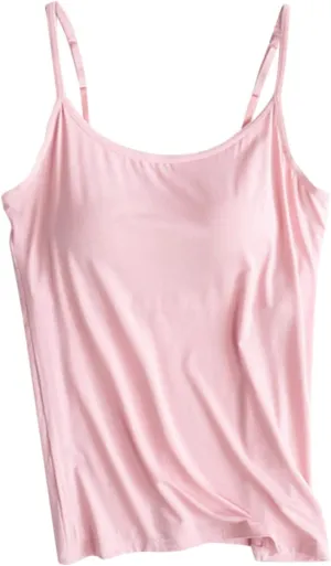Camisole with Shelf Bra Women Tank Top with Shelf Bra Racerback Workout Yoga Tops Undershirt Basic Cami Tanks