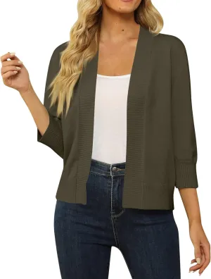Cardigan Sweaters for Women Lightweight 3/4 Sleeve Cropped Cardigans Elegant Open Front Short Shrugs Fall Outfits