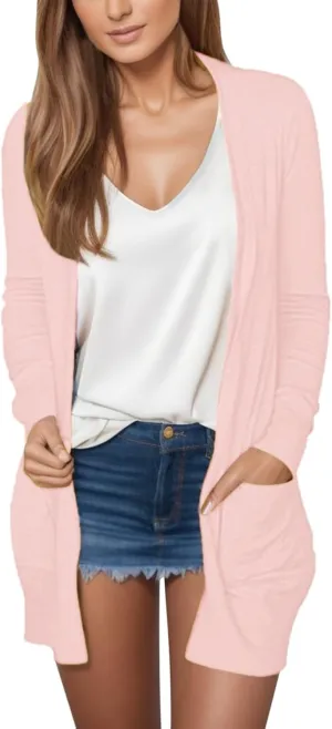 Cardigans for Women 2024,Lightweight Open Front Cardigan Shirts Trendy Dressy Blouses Casual Long Sleeve Pocket