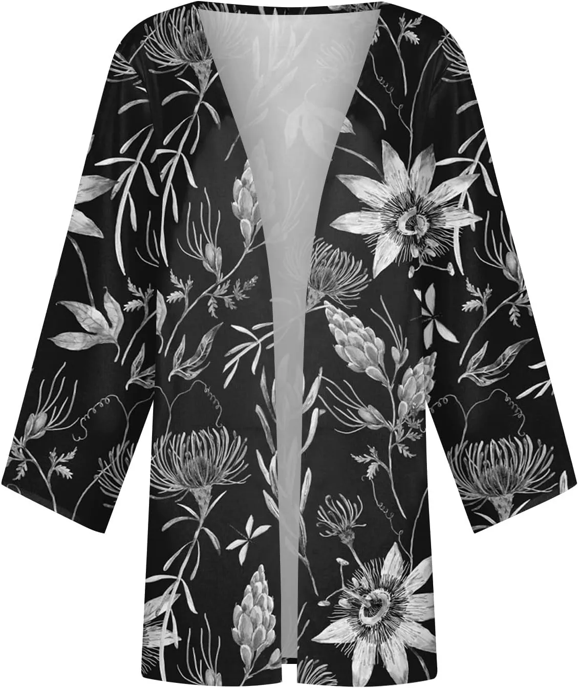 Cardigans for Women Floral Printed Dressy Casual Lightweight Cardigan 3/4 Sleeve Summer Plus Size Tops