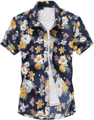 Casual Floral Beach Men's Shirt Summer Short Sleeve Hawaiian Shirts Quick Dry Shirt