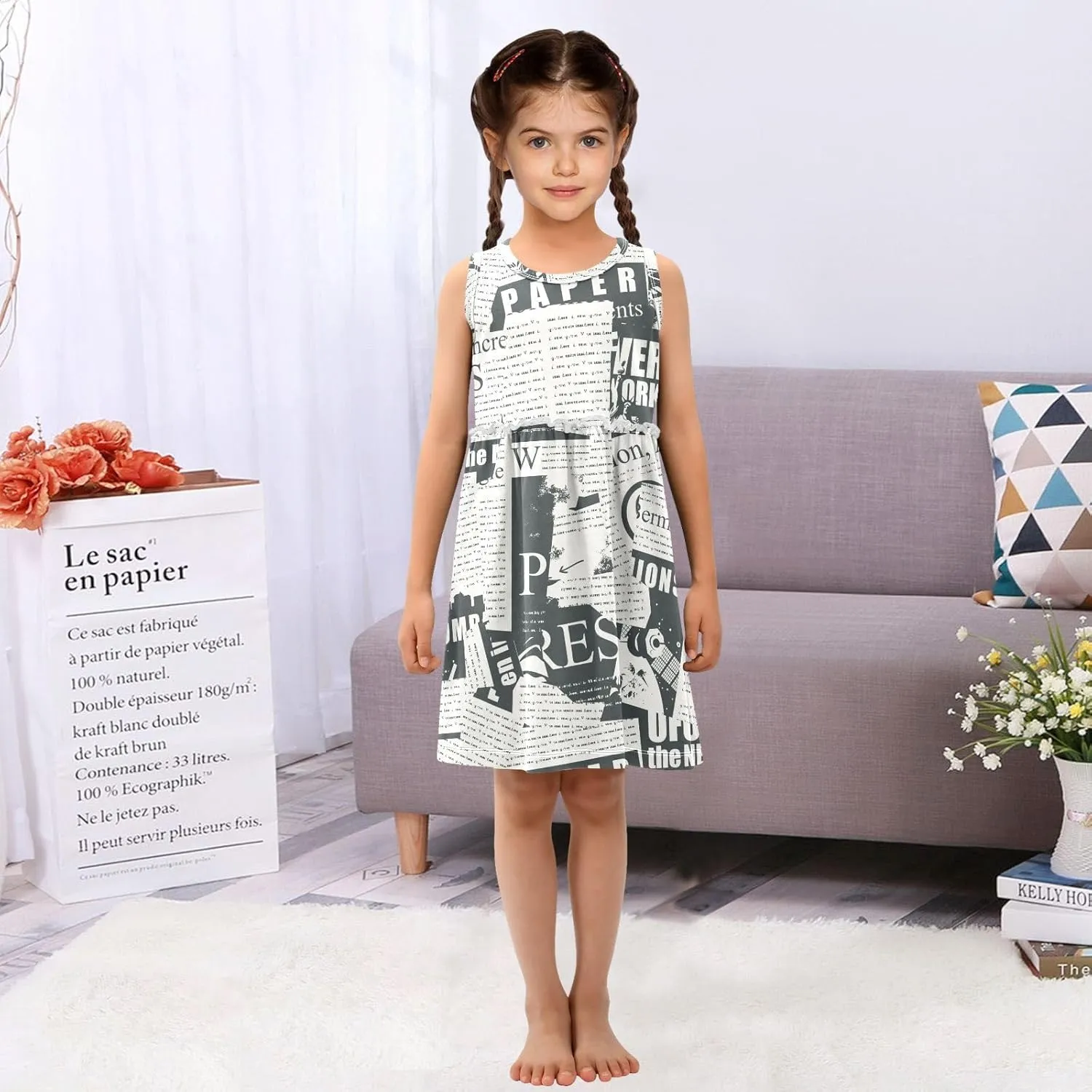 CaTaKu Girls' Sleeveless Summer Dresses Toddler Cotton Casual Dress Cute Little Girl Sundress Outfit 2-8T