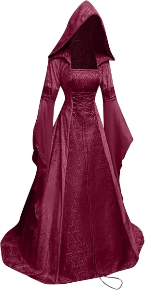 Cbcbtwo Renaissance Dress Women Medieval Costume Plus Size Gothic Cloak Fairy Dress Floor Length Victorian Ball Gown Costume