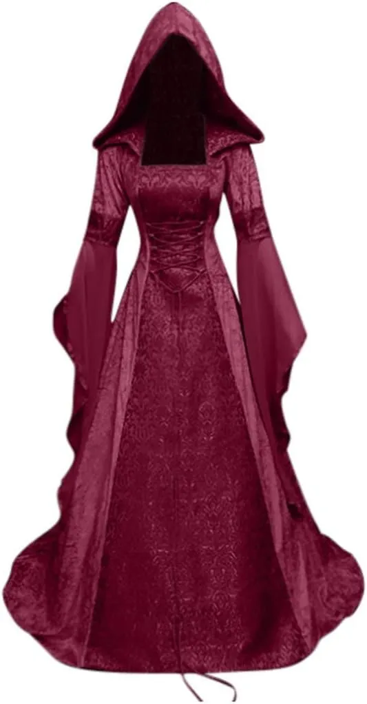Cbcbtwo Renaissance Dress Women Medieval Costume Plus Size Gothic Cloak Fairy Dress Floor Length Victorian Ball Gown Costume
