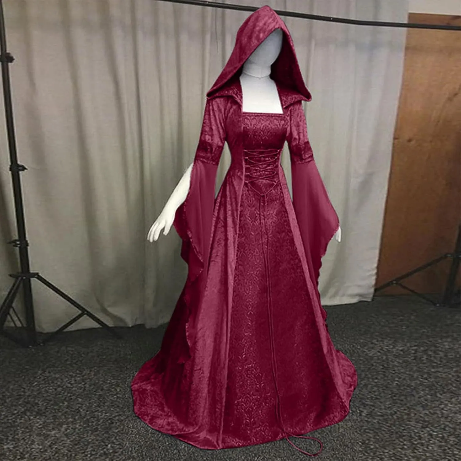 Cbcbtwo Renaissance Dress Women Medieval Costume Plus Size Gothic Cloak Fairy Dress Floor Length Victorian Ball Gown Costume