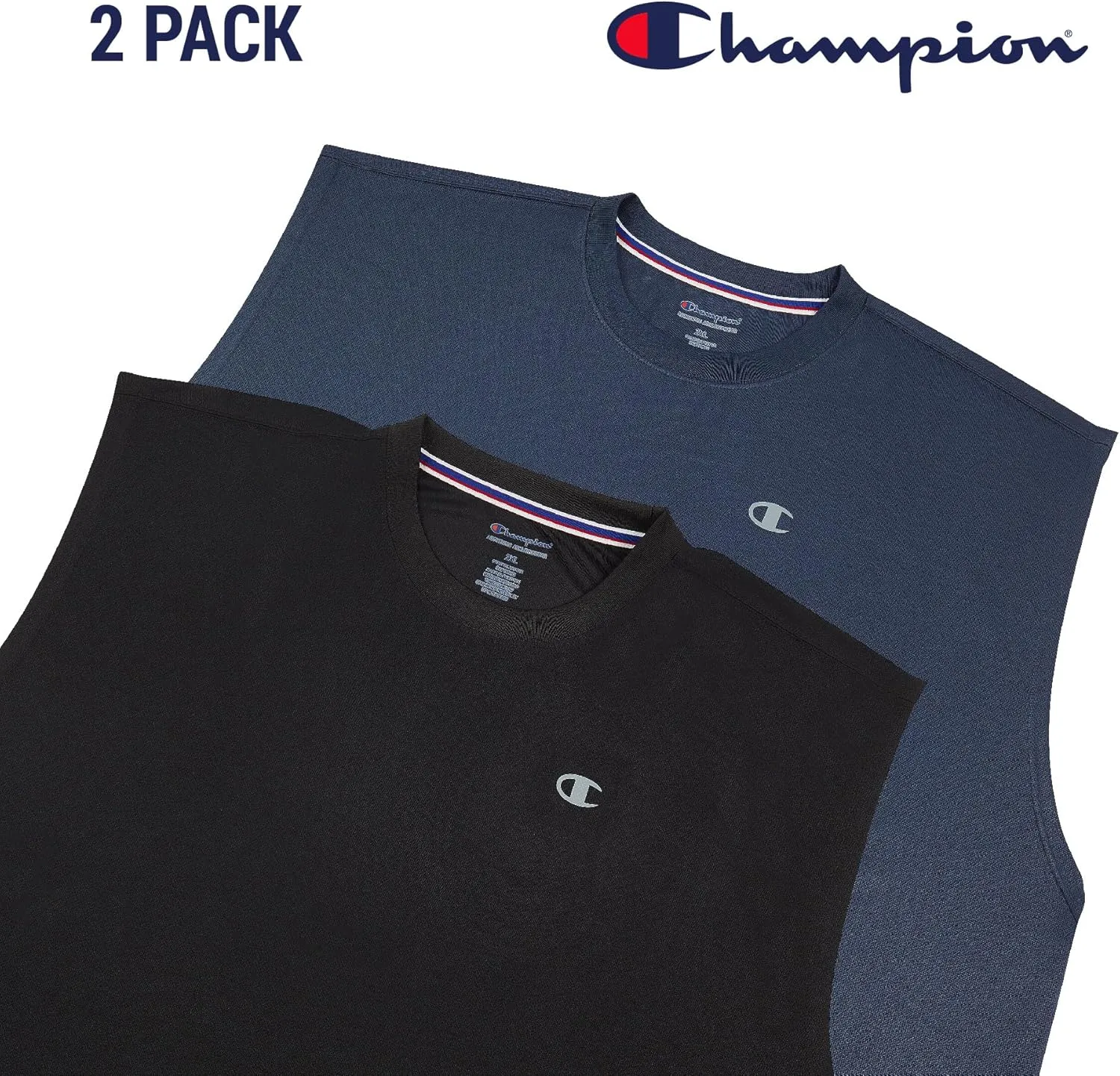 Champion Big and Tall Sleeveless Shirt for Men  2 Pack Performance Muscle Shirt