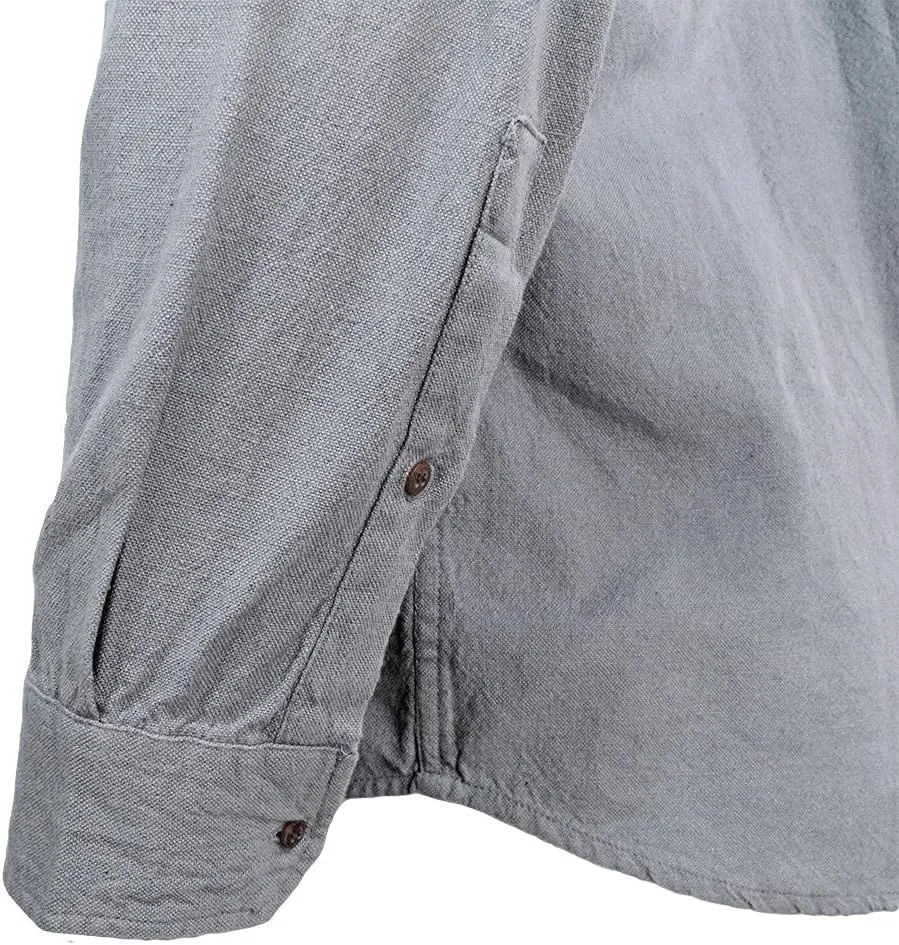 Civilian Irish Grandfather Collarless Shirt, Cotton and Linen Long-Sleeve Traditional Irish Shirt