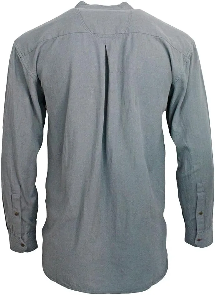 Civilian Irish Grandfather Collarless Shirt, Cotton and Linen Long-Sleeve Traditional Irish Shirt