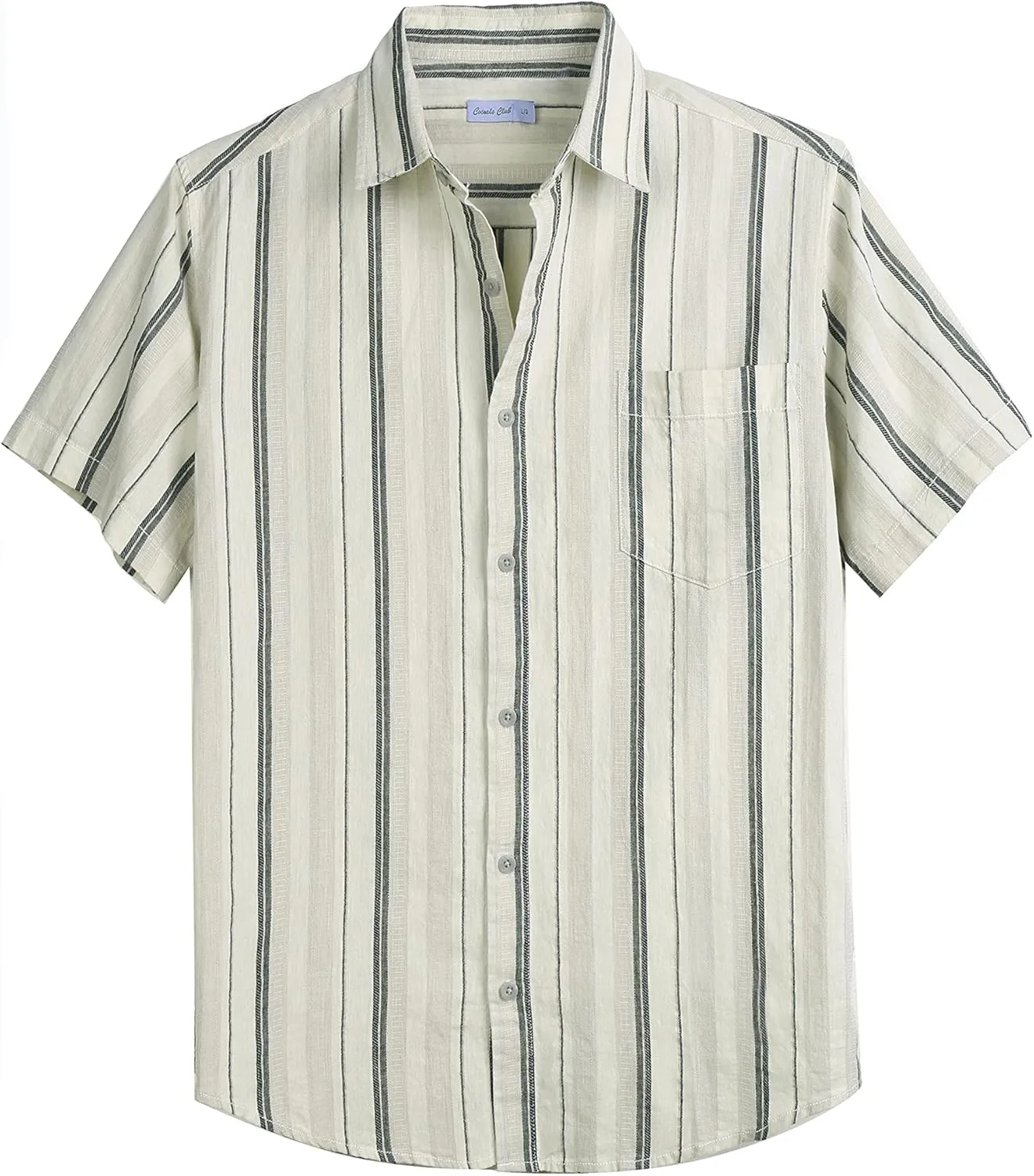 COEVALS CLUB Mens Linen Beach Summer Casual Button Down Shirt Short Sleeve Shirt