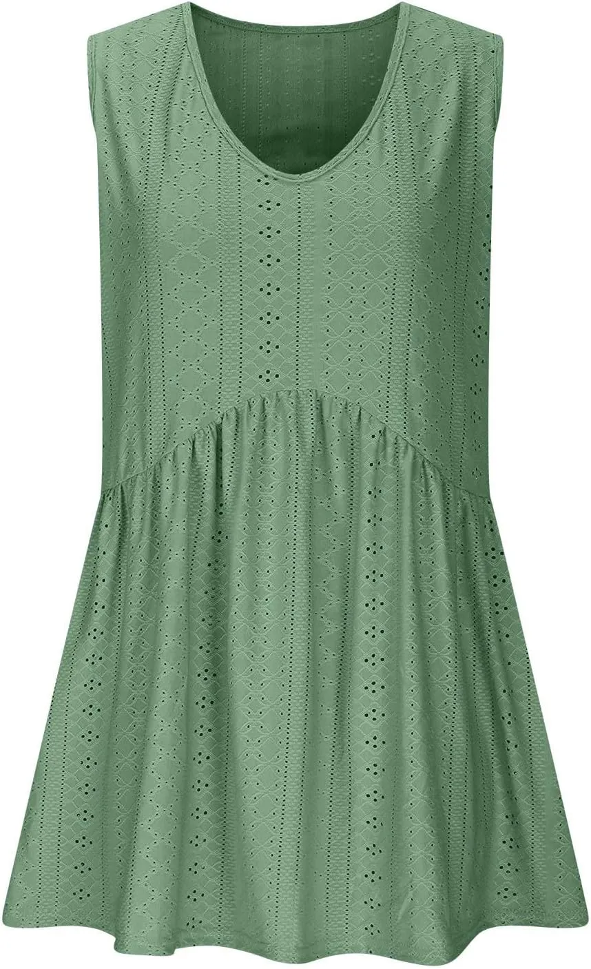 Comfy and Breathable Peplum Tunic Tops for Women Loose Fit Tank Top Summer Casual Dressy V-Neck Sleevless Shirts 2025