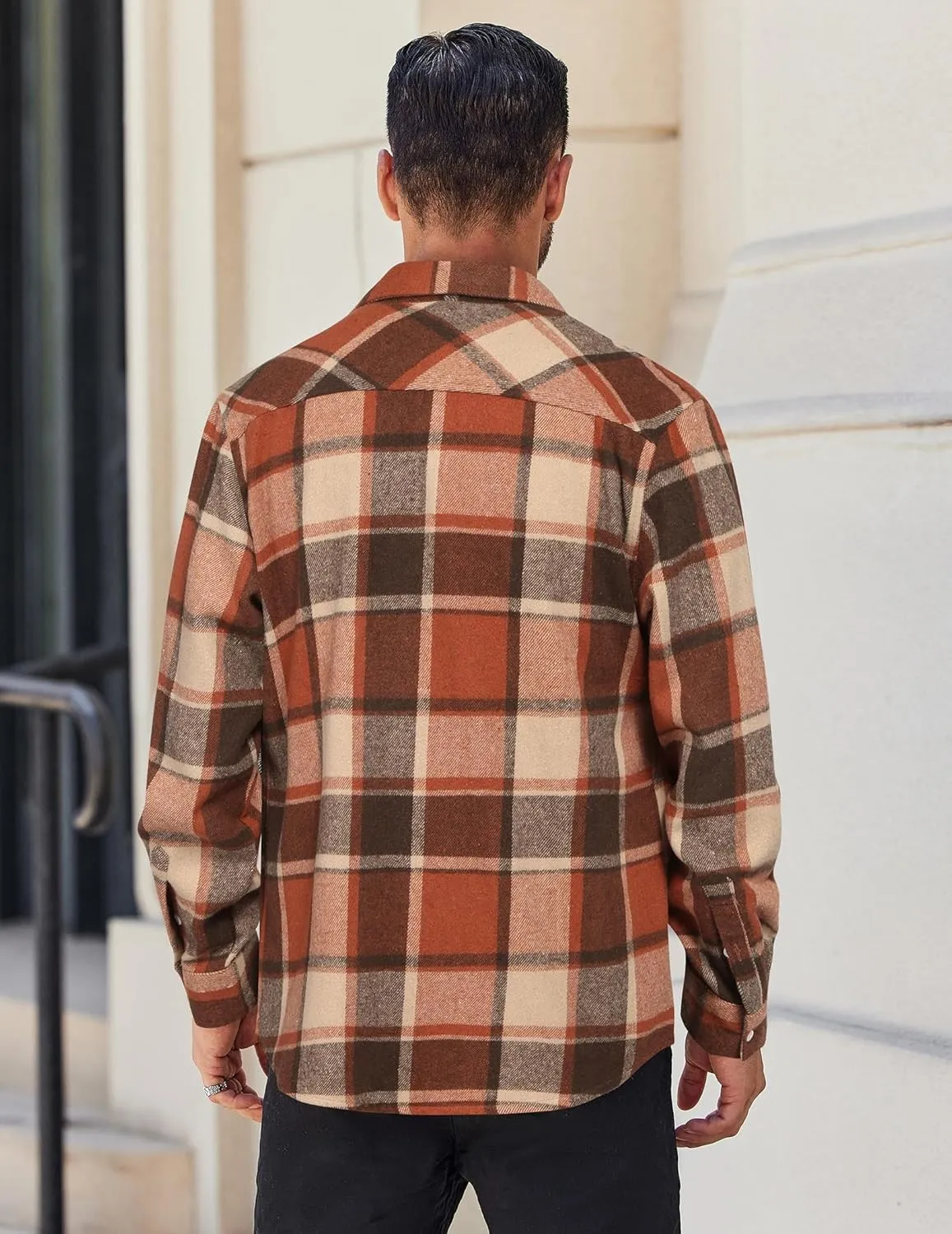 COOFANDY Mens Flannel Shirt Long Sleeve Lightweight Plaid Shirt Casual Button Down Shirts Jacket