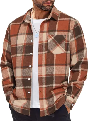 COOFANDY Mens Flannel Shirt Long Sleeve Lightweight Plaid Shirt Casual Button Down Shirts Jacket