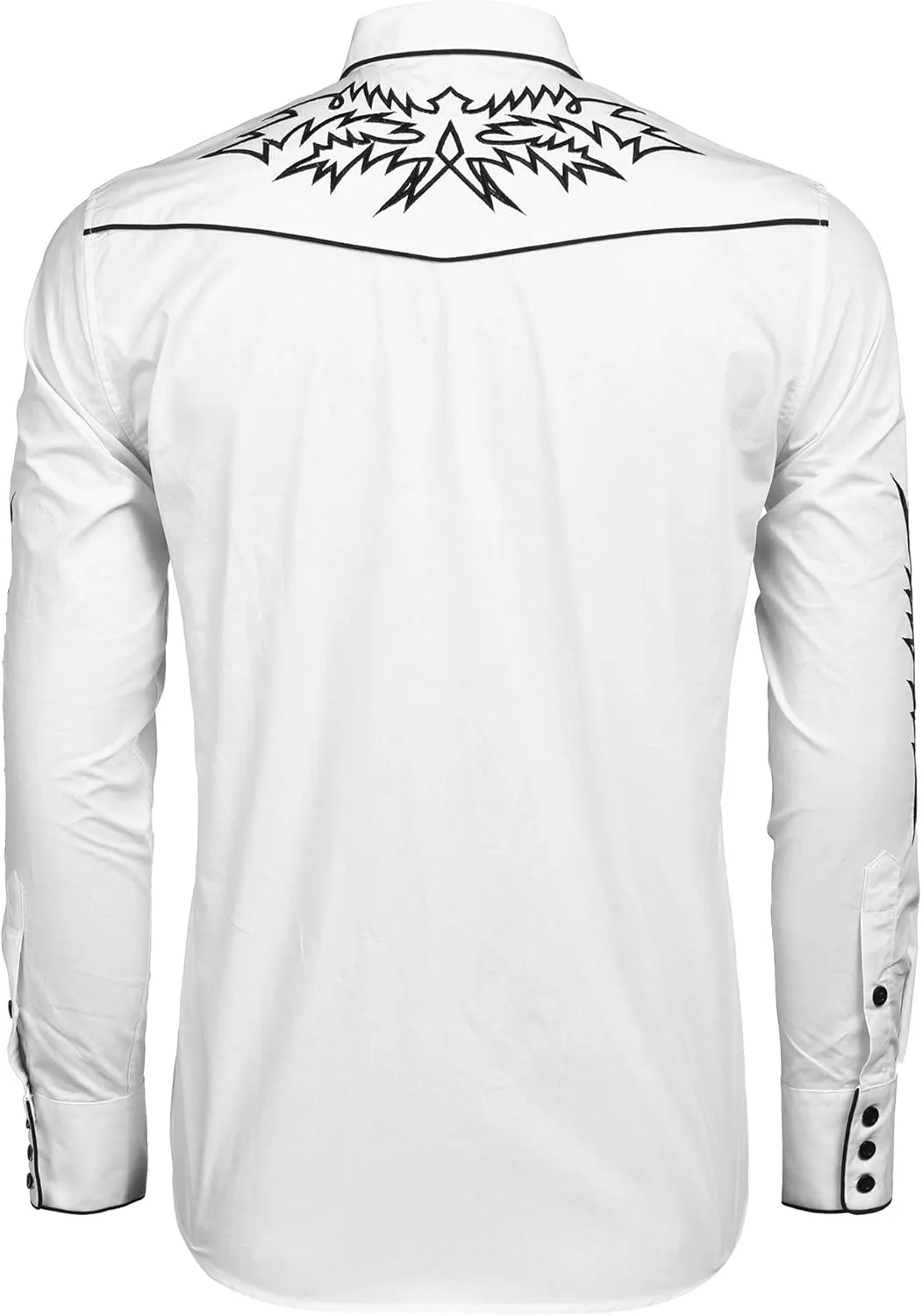 COOFANDY Men's Western Cowboy Shirt Long Sleeve Embroidered Shirt Slim Fit Cotton Casual Button Down Shirt