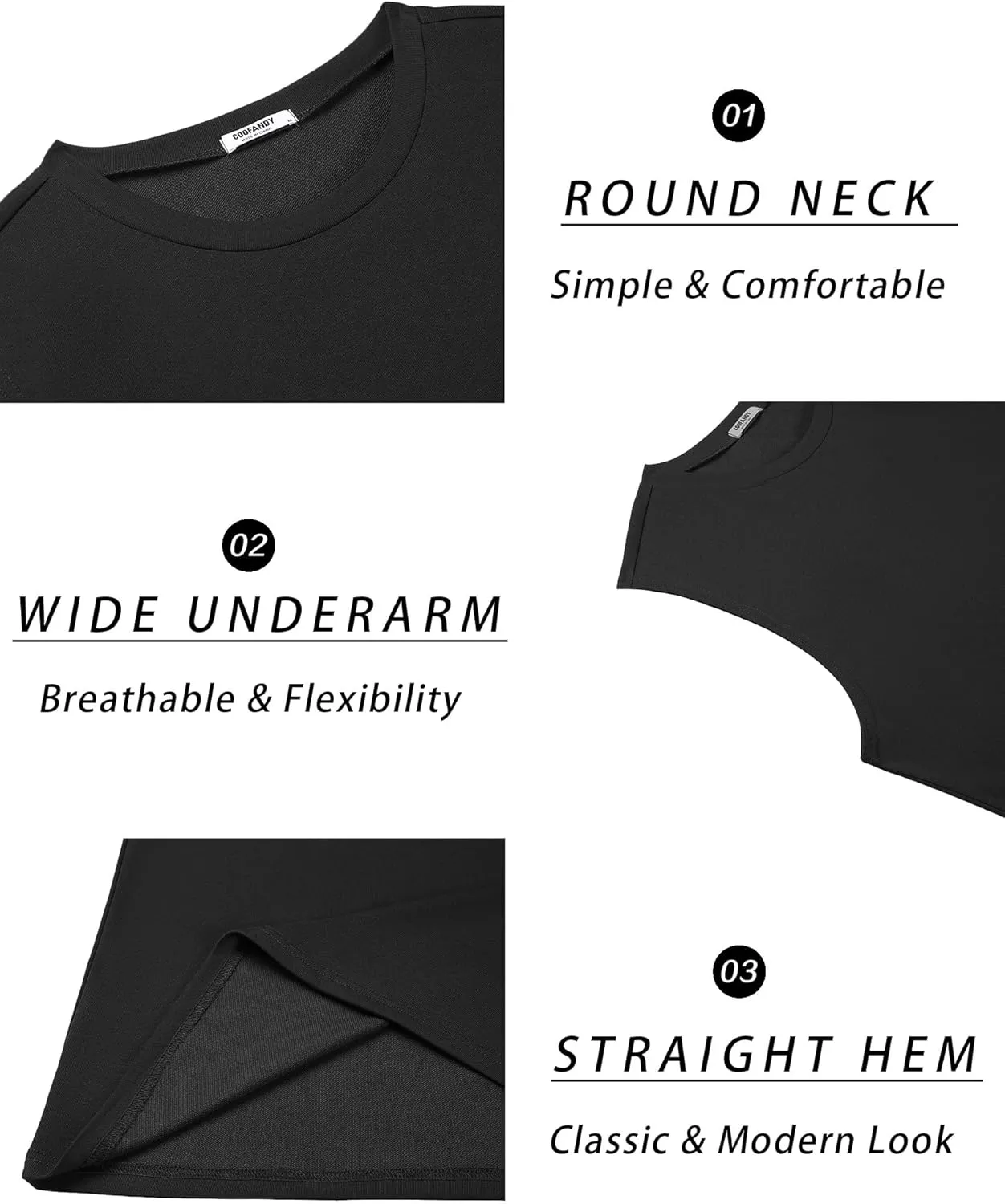 COOFANDY Mens Workout Tank Tops Cotton 3 Pack Soft Muscle Shirt Sleeveless Classic T Shirts Gym Athletic Tank