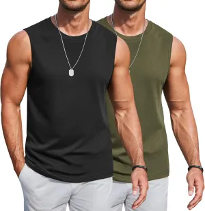 COOFANDY Mens Workout Tank Tops Cotton 3 Pack Soft Muscle Shirt Sleeveless Classic T Shirts Gym Athletic Tank