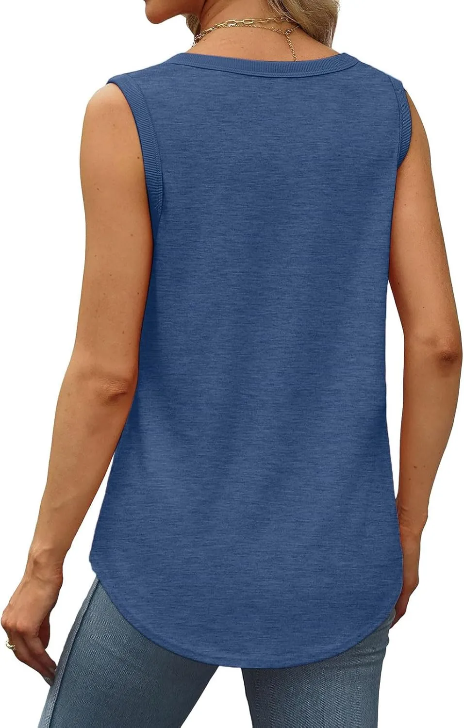 Cotton Tank Top Women Loose Fit Scoop Neck Sleeveless Shirts Summer Flowy Long Wide Strap Tanks Casual Tunic Camisole