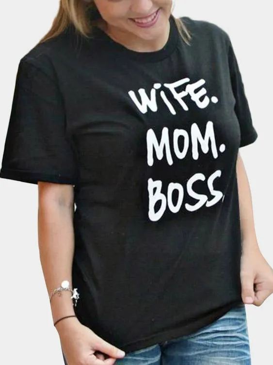 Custom Round Neck Letter Short Sleeve Black T-Shirts