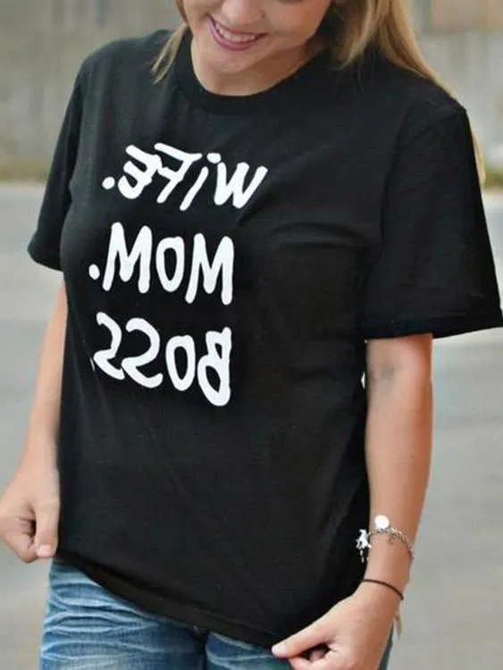 Custom Round Neck Letter Short Sleeve Black T-Shirts