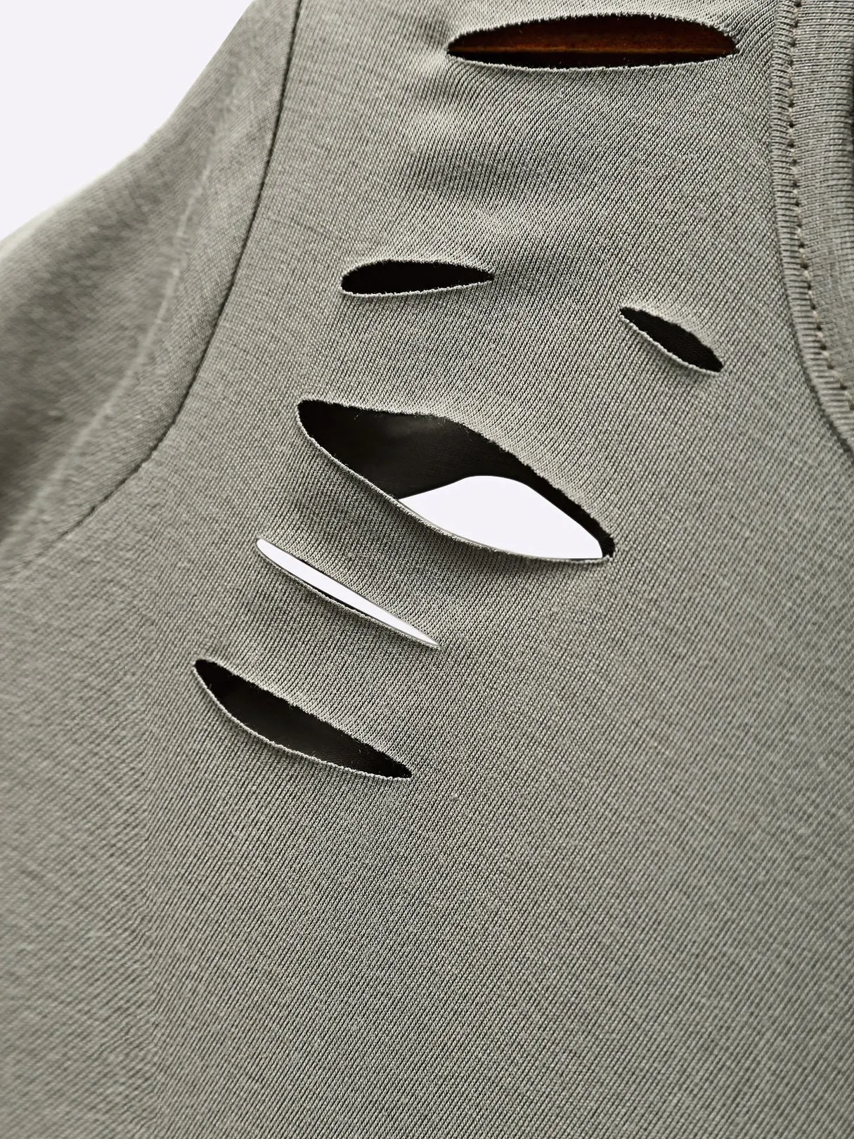 Custom Sexy Round Neck Ripped T-shirt With Long Sleeves