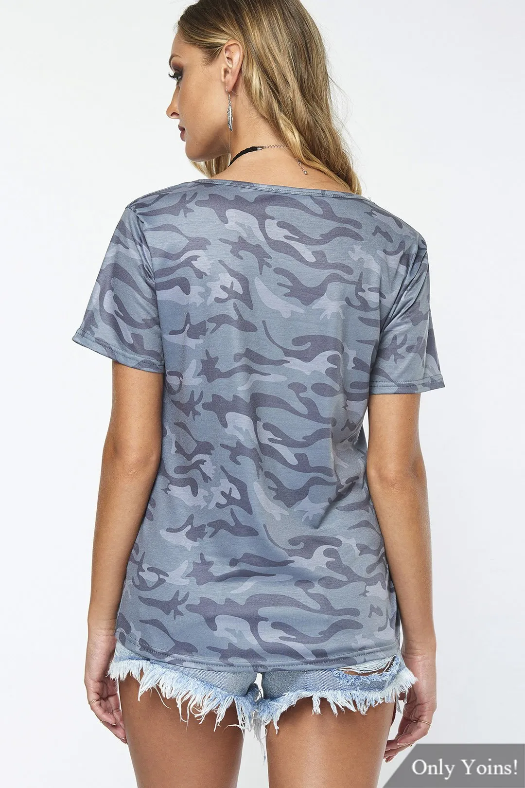 Custom V-Neck Camouflage Short Sleeve Camouflage T-Shirts