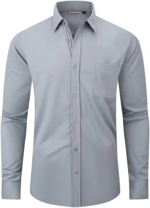 Damipow Mens Slim Fit Dress Shirts Long Sleeve Button Down Cotton Casual Business Shirt