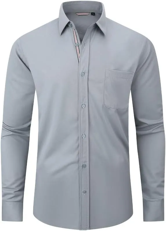 Damipow Mens Slim Fit Dress Shirts Long Sleeve Button Down Cotton Casual Business Shirt