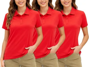 Decrum Polo Shirt for Women Pack of 3 Womens Golf Shirt Short Sleeve Tops Trendy Casual