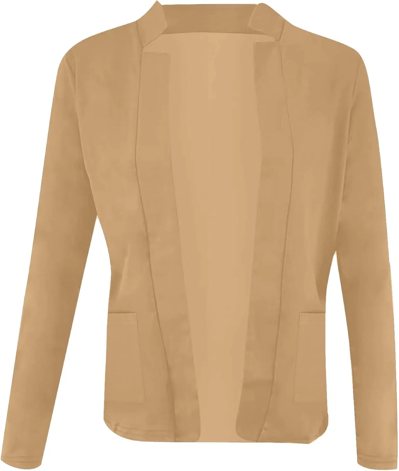 Dressy Open Front Blazer Jackets Notched Collar Long Sleeve Open Front Work Office Business Blazers with Pockets