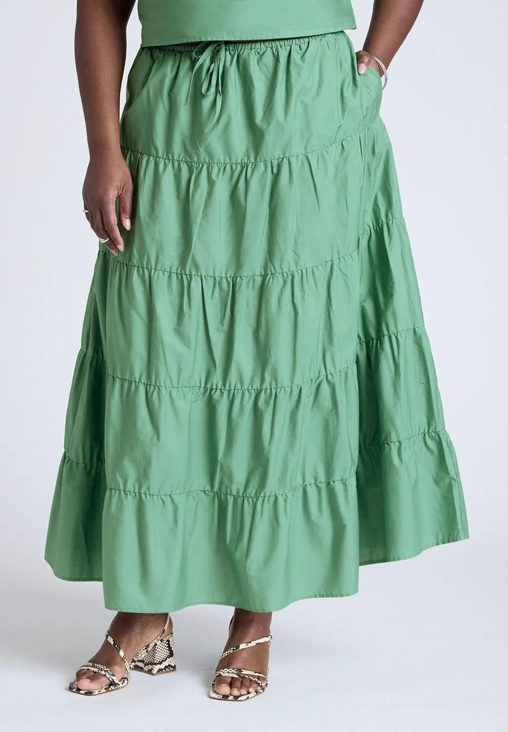 ELOQUII Women's Plus Size Tiered Maxi Skirt