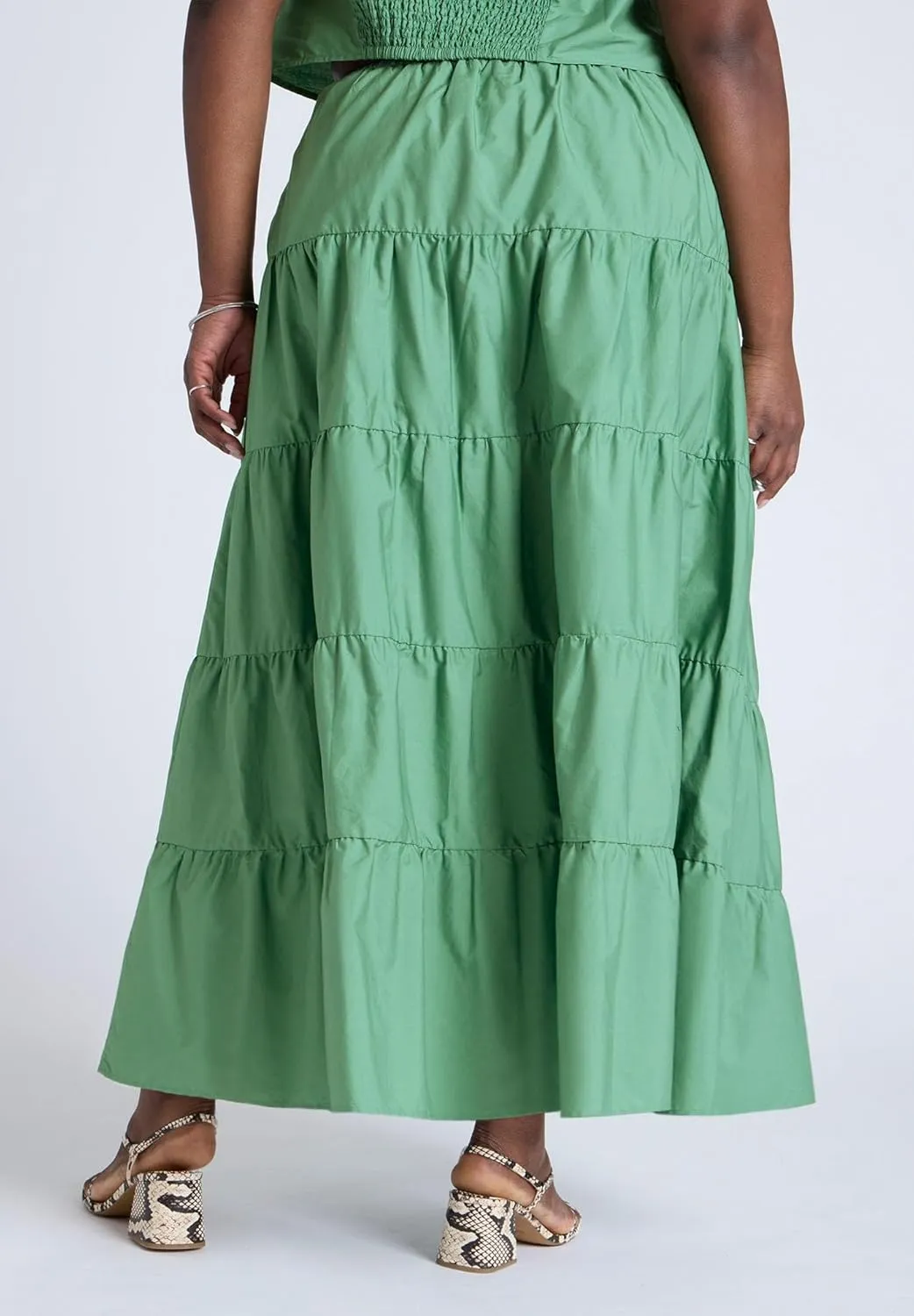 ELOQUII Women's Plus Size Tiered Maxi Skirt