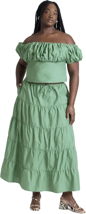 ELOQUII Women's Plus Size Tiered Maxi Skirt