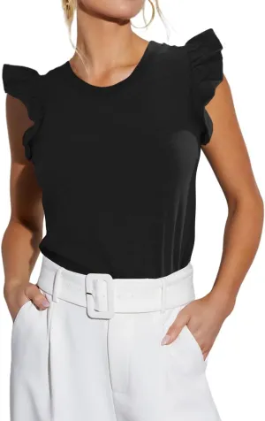 Ezbelle Women's Summer Sleeveless Tops Ruffle Shirts Tank Top Trendy Office Tshirt 2025
