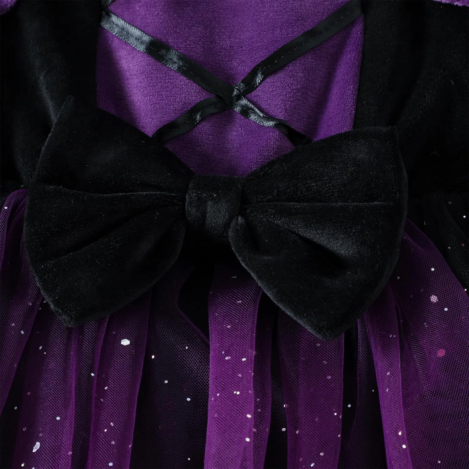 FANCYINN Little Girl Halloween Costume Witch Outfit Crazy Pretend Black Tulle Dress Up Deluxe Sets with Hat 1-13T