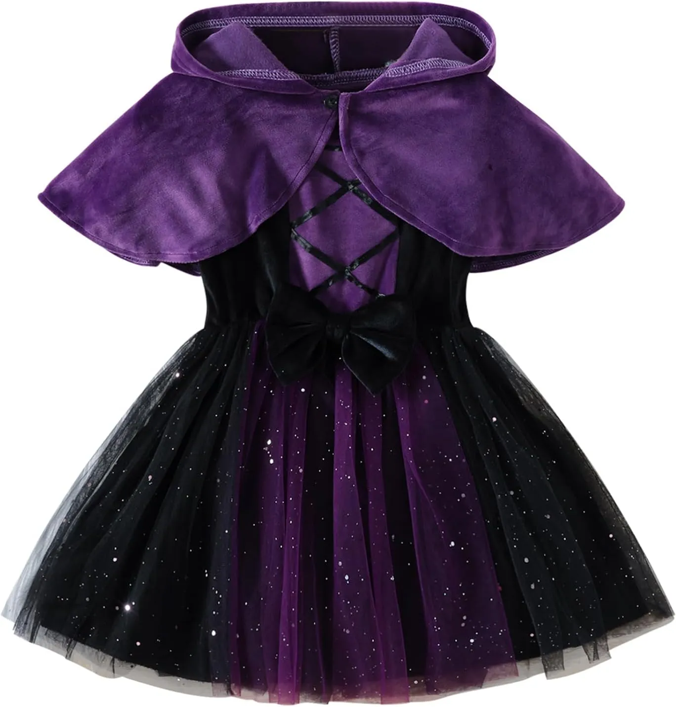 FANCYINN Little Girl Halloween Costume Witch Outfit Crazy Pretend Black Tulle Dress Up Deluxe Sets with Hat 1-13T