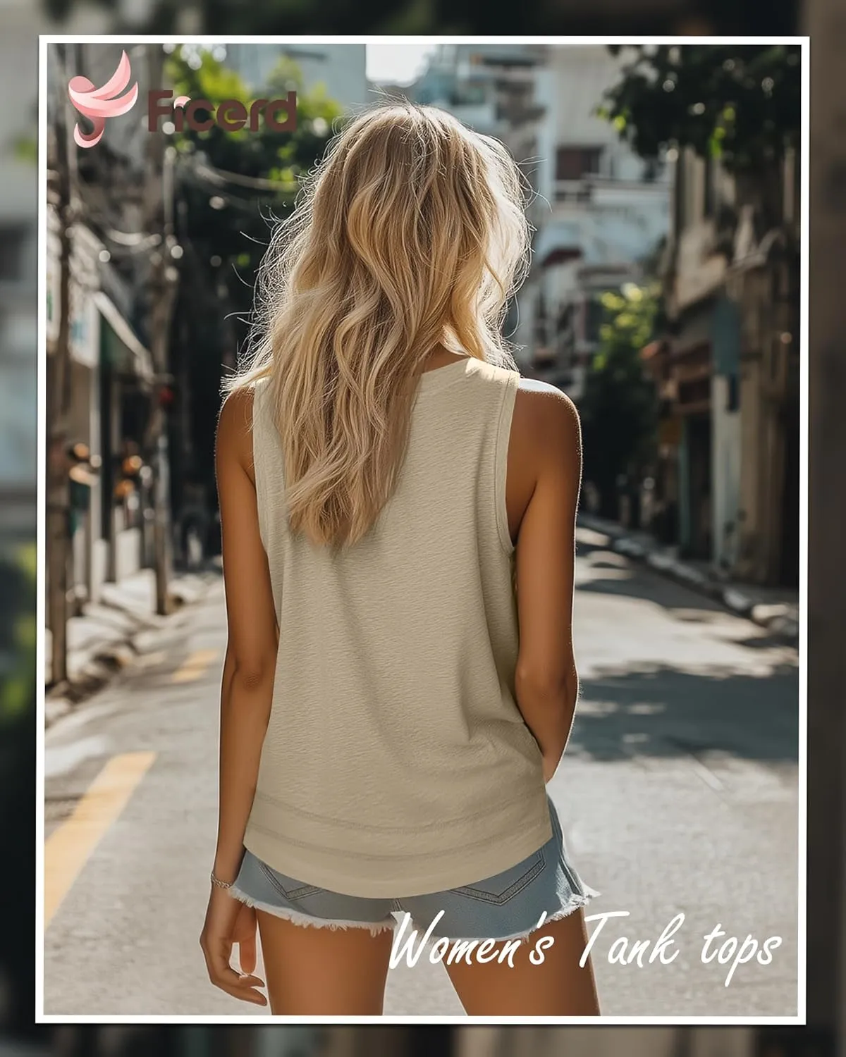 Ficerd 3 Pack Women's Tank Tops Sleeveless Crew Neck Summer T-Shirts Side Curved Hem Loose Casual Blouses