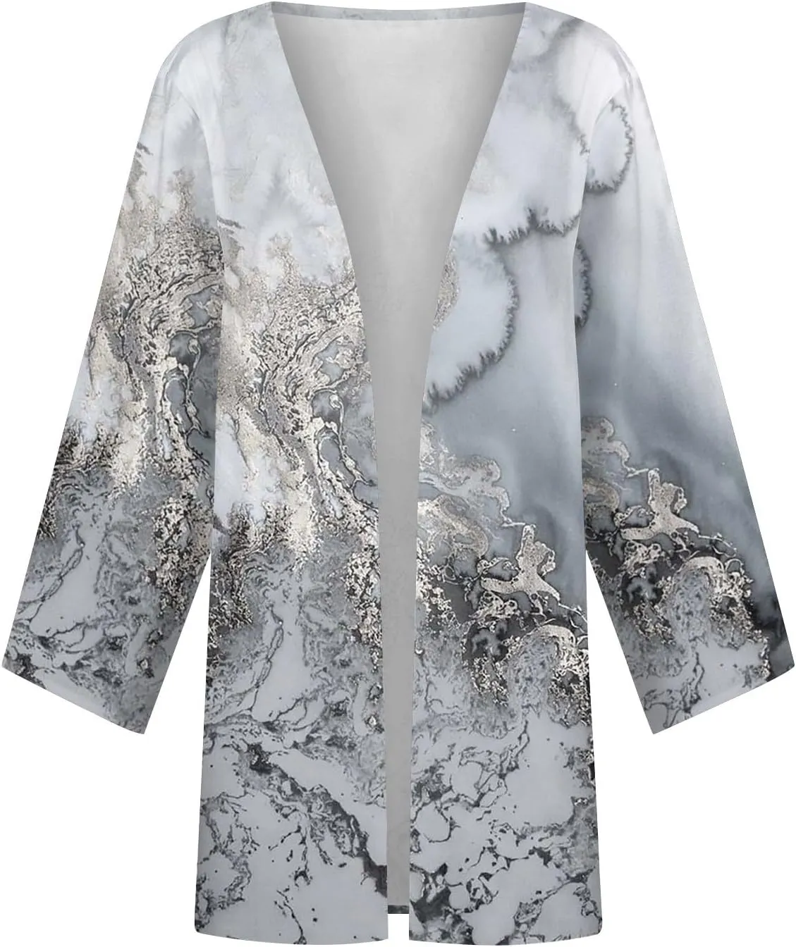 FlekmanArt Kimonos for Women Casual Print 3/4 Sleeve Open Front Cardigan Casual Loose Lightweight Trendy Flowy Dressy Jacket