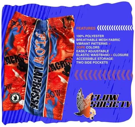 Flow Society Flow Lax USA Boys Lacrosse Shorts | Boys LAX Shorts | Lacrosse Shorts for Boys | Kids Athletic Shorts for Boys