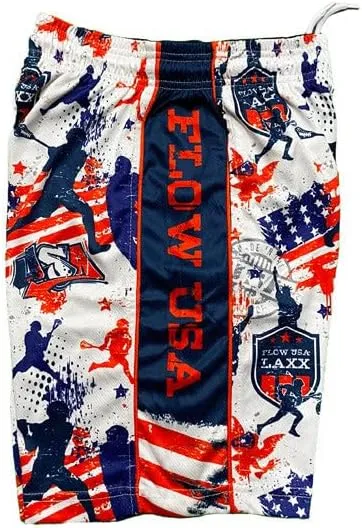 Flow Society Flow Lax USA Boys Lacrosse Shorts | Boys LAX Shorts | Lacrosse Shorts for Boys | Kids Athletic Shorts for Boys
