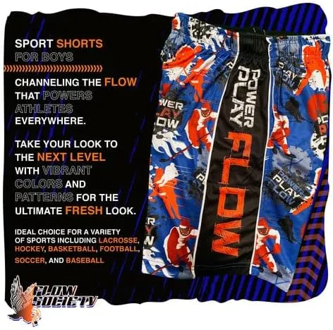 Flow Society Flow Lax USA Boys Lacrosse Shorts | Boys LAX Shorts | Lacrosse Shorts for Boys | Kids Athletic Shorts for Boys