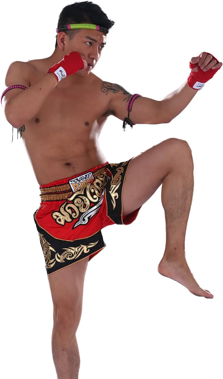 FLUORY Muay Thai Fight Shorts,MMA Shorts Clothing Training Cage Fighting Grappling Martial Arts Kickboxing Shorts Clothing