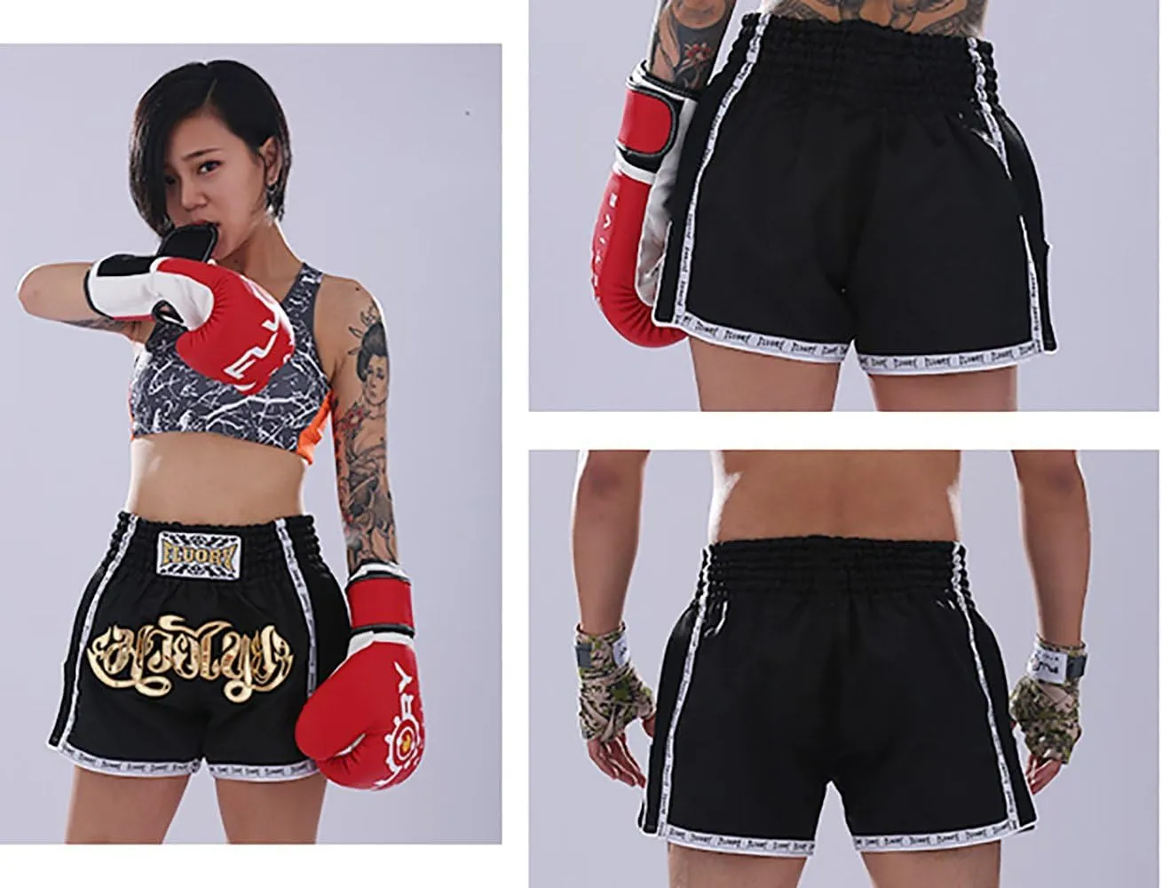 FLUORY Muay Thai Fight Shorts,MMA Shorts Clothing Training Cage Fighting Grappling Martial Arts Kickboxing Shorts Clothing