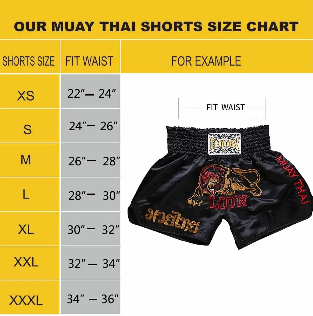 FLUORY Muay Thai Fight Shorts,MMA Shorts Clothing Training Cage Fighting Grappling Martial Arts Kickboxing Shorts Clothing