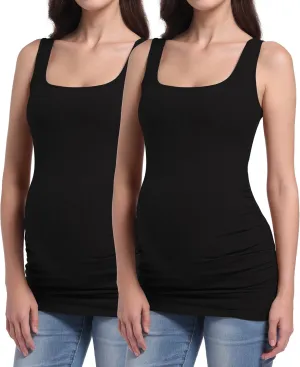 Foucome Maternity Tank Top Sleeveless Square Neck Trendy Casual Basic Tops Pregnancy Athletic Yoga Shirts Camisole
