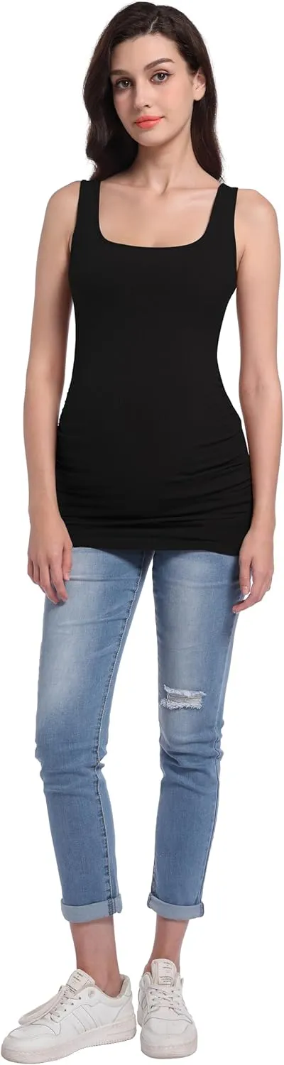 Foucome Maternity Tank Top Sleeveless Square Neck Trendy Casual Basic Tops Pregnancy Athletic Yoga Shirts Camisole