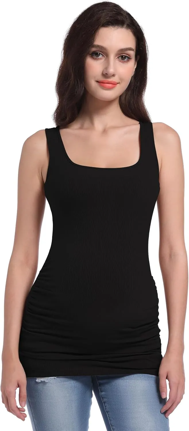 Foucome Maternity Tank Top Sleeveless Square Neck Trendy Casual Basic Tops Pregnancy Athletic Yoga Shirts Camisole