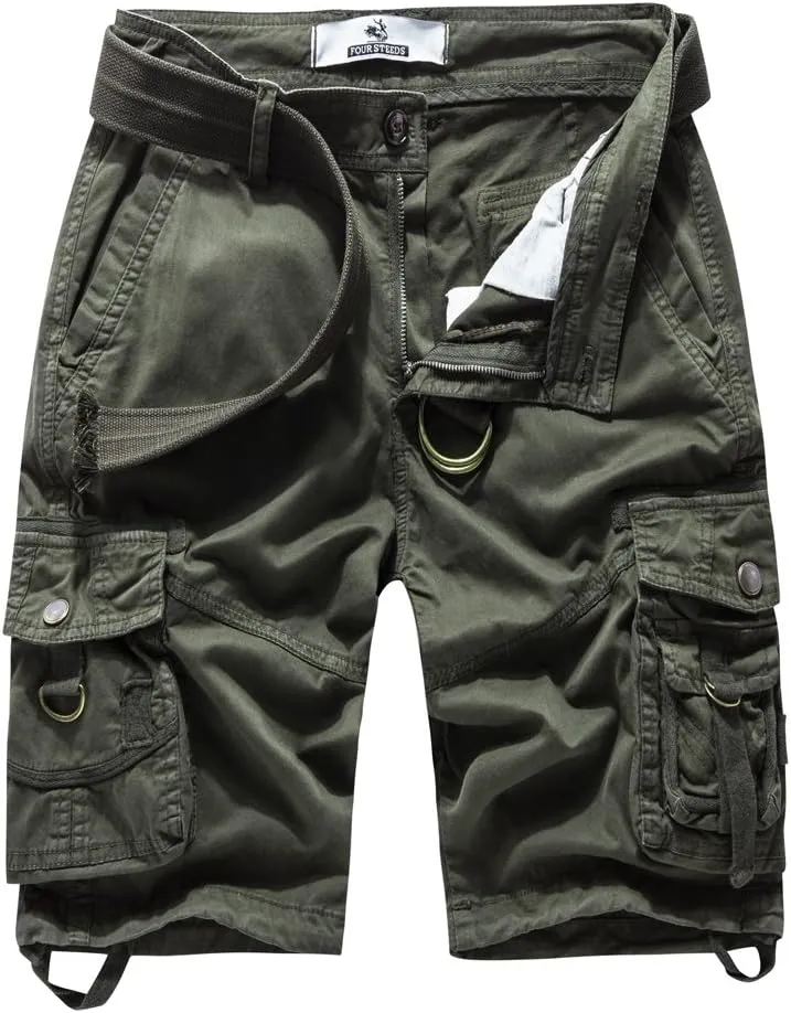 FOURSTEEDS Women's Cotton Relaxed Fit Casual Multi-Pocket Bermuda Cargo Shorts