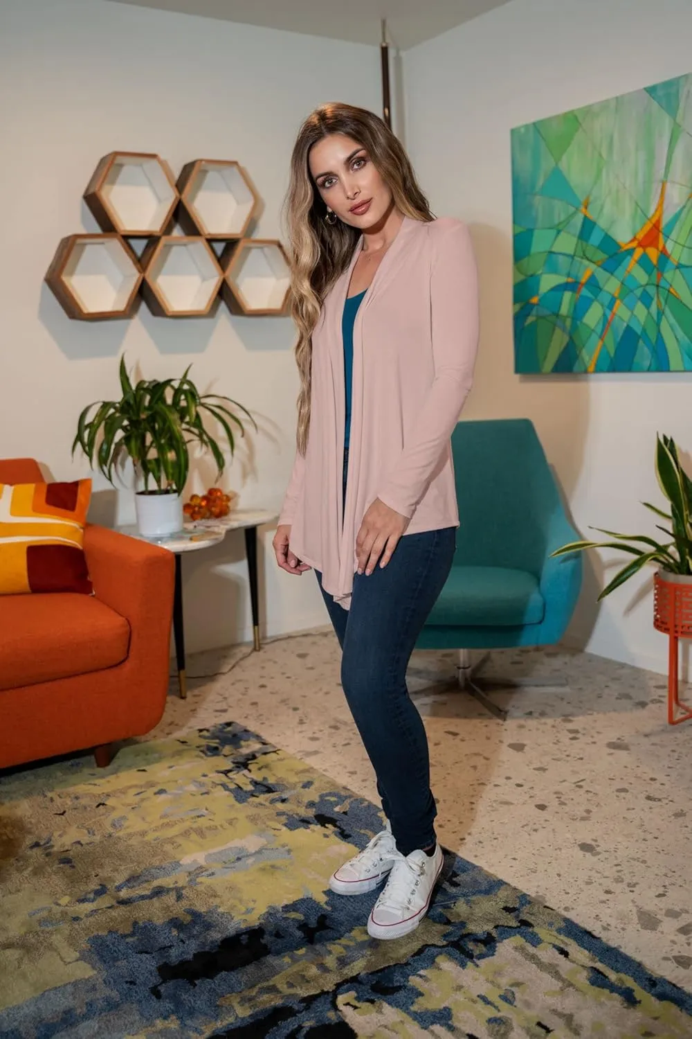 Free to Live 3 Pack Long Sleeve Cardigan for Women Open Front Dressy Casual Fall Draped Lightweight Sweaters Cover Up Shrugs